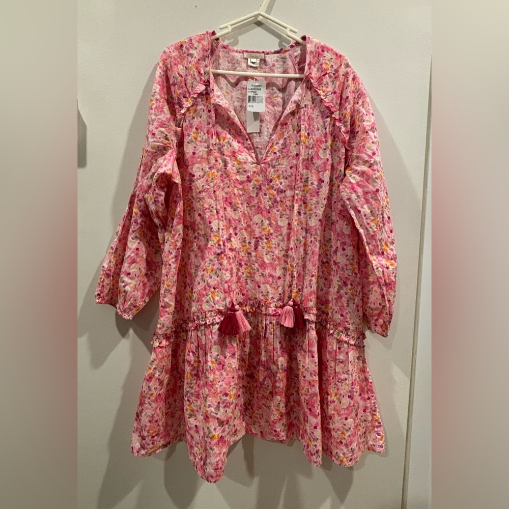 SHOSHANNA Sea Tide Floral Cotton Dress or Beach Coverup. NWT, Size L
